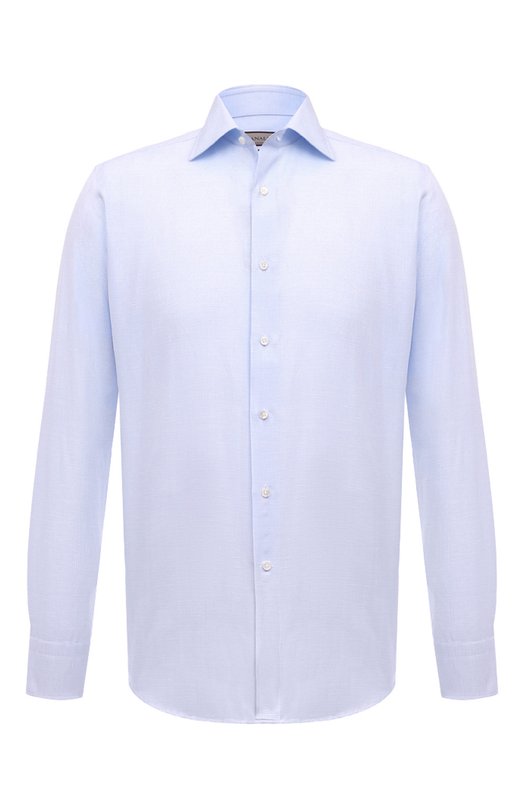 Сорочка из хлопка и льна Canali N798/GR03205 Голубой N798/GR03205