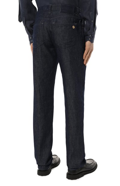 Брюки из хлопка и льна STEFANO RICCI темно-синего цвета по цене 108000 руб., арт. MFT41B1570/T205BL, фото 4 Брюки из хлопка и льна STEFANO RICCI, арт. MFT41B1570/T205BL, фото 4