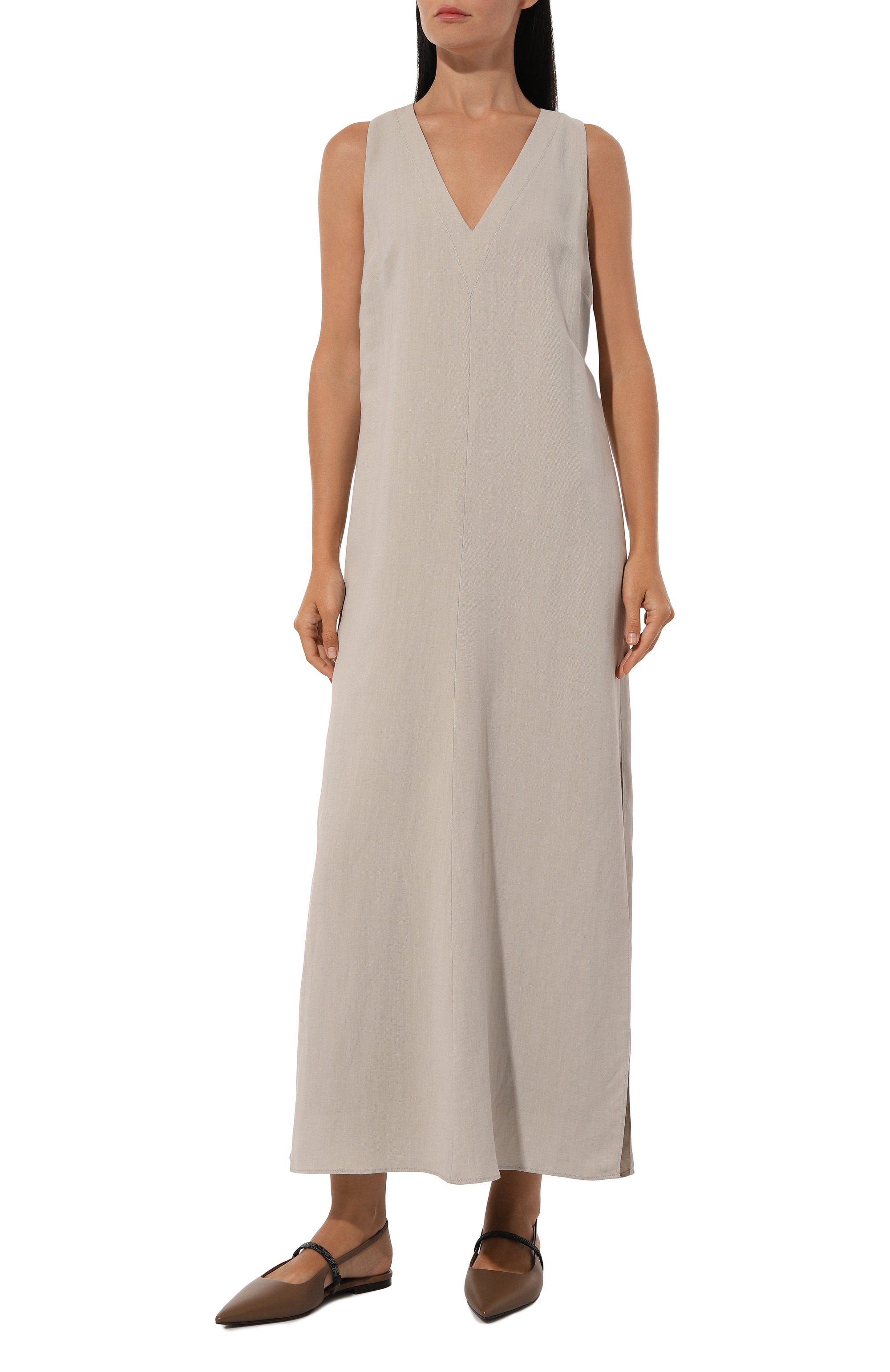 Платье из вискозы и льна BRUNELLO CUCINELLI, арт. MH126A4812, фото 3