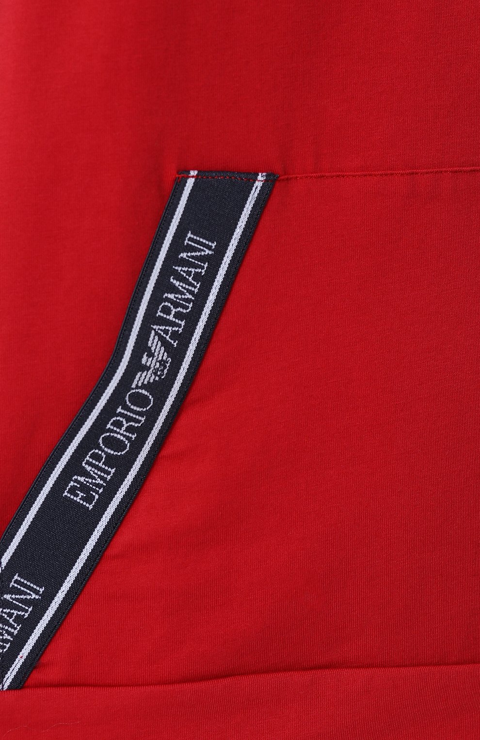 Хлопковый топ с капюшоном EMPORIO ARMANI красного цвета по цене 8345 руб., арт. 163999/8P317, фото 5 Хлопковый топ с капюшоном EMPORIO ARMANI, арт. 163999/8P317, фото 5