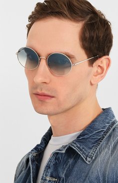 Женские солнцезащитные очки RAY-BAN го�лубого цвета, арт. 1970-91493F | Фото 3 (Кросс-КТ: С/з-унисекс; Региональные ограничения белый список (Axapta Mercury): Не проставлено, RU; Нос: Не проставлено; Тип очков: С/з; Материал: Металл; Очки форма: Круглые; Оптика Гендер: оптика-унисекс)