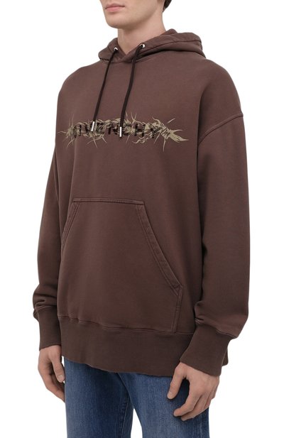 Хлопковое худи GIVENCHY коричневого цвета по цене 135500 руб., арт. BMJ0D53Y69, фото 3 Хлопковое худи GIVENCHY, арт. BMJ0D53Y69, фото 3
