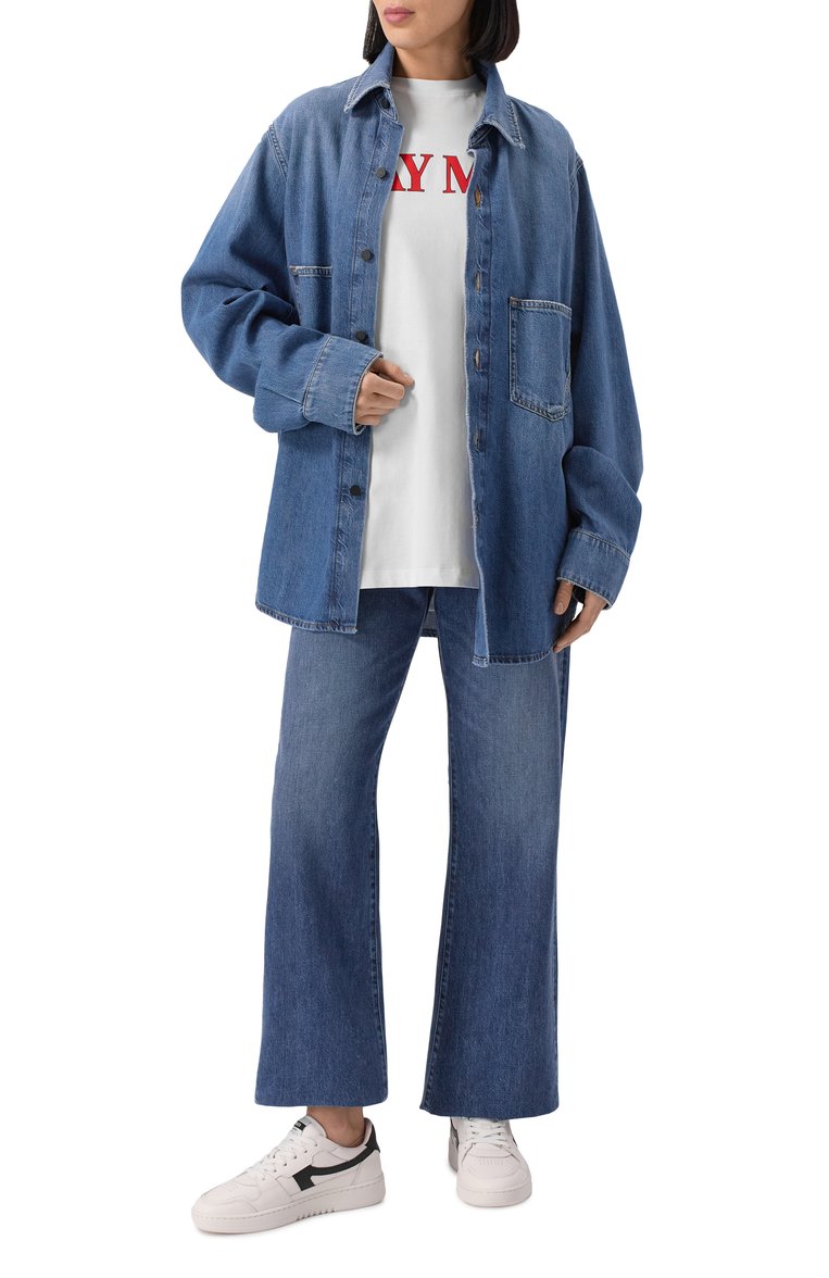 Женская хлопковая футболка MSGM белого цвета, арт. 3846MM01/257298 | Фото 2 (Материал внешний: Хлопок; Рукава: Короткие; Длина (для топов): Стандартные; Принт: С принтом; Стили: Кэжуэл)