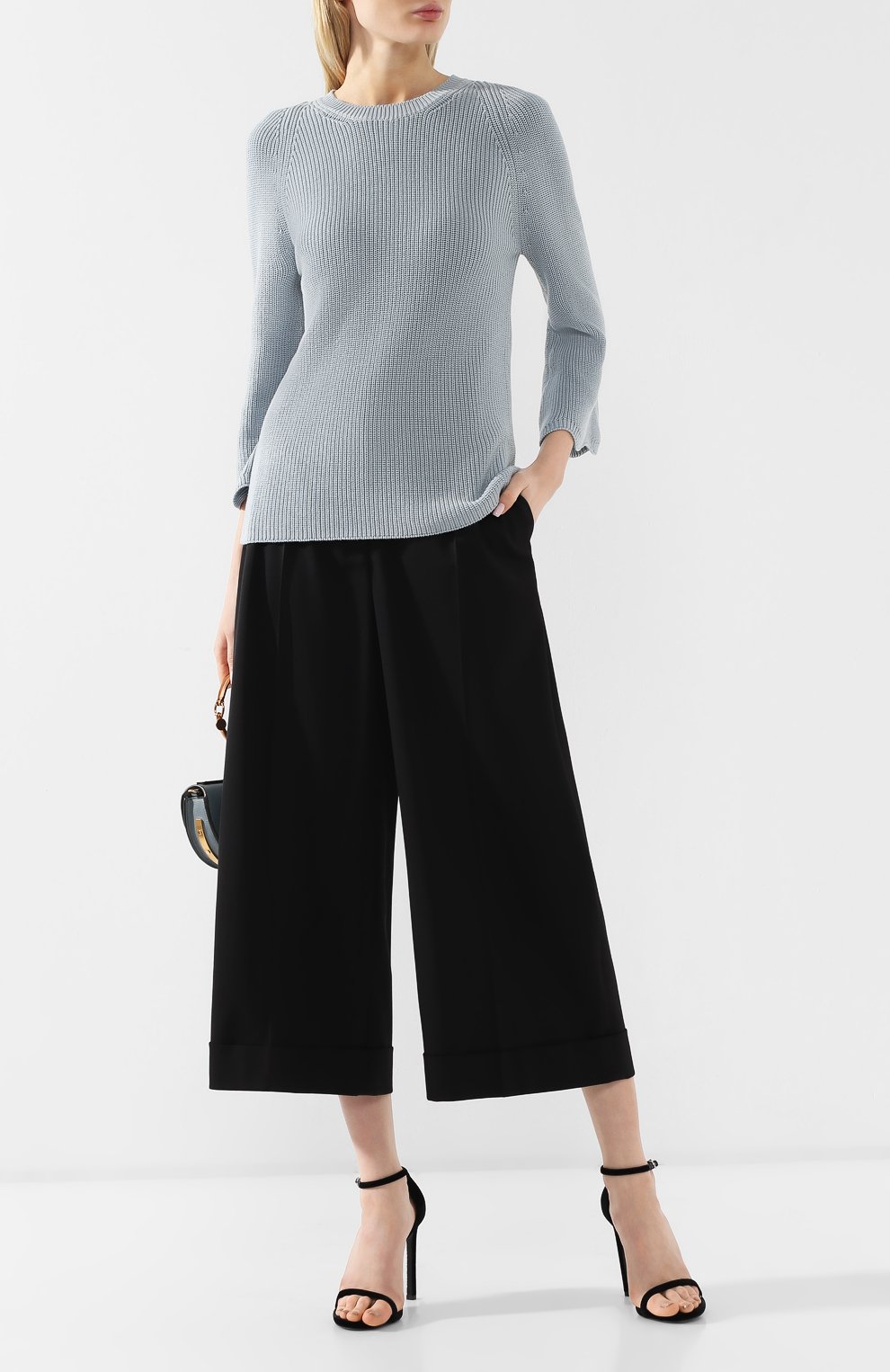 Хлопковый пуловер REDVALENTINO голубого цвета по цене 39950 руб., арт. RR3KCA74/UCZ, фото 2 Хлопковый пуловер REDVALENTINO, арт. RR3KCA74/UCZ, фото 2