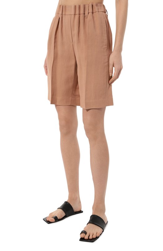 Шорты из вискозы и льна Brunello Cucinelli MH126B1365 Бежевый  MH126B1365 Фото 3