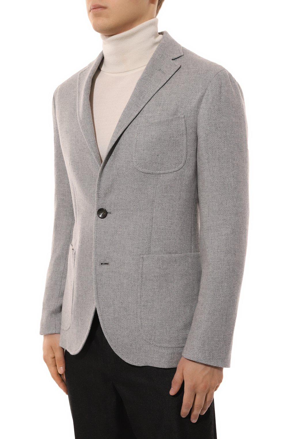 Пиджак из кашемира и шелка AGNONA серого цвета по цене 283500 руб., арт. TX08U2E/R7008E, фото 4 Пиджак из кашемира и шелка AGNONA, арт. TX08U2E/R7008E, фото 4
