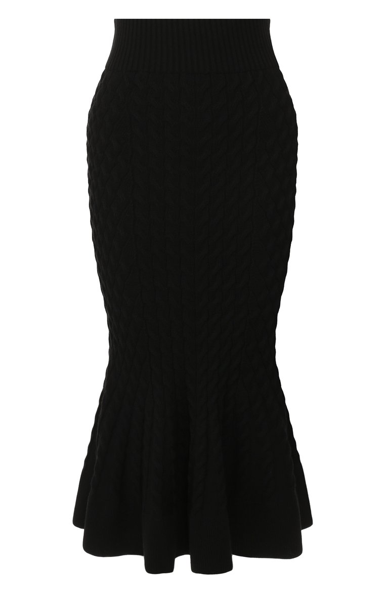 Женская шерстяная юбка ALEXANDER MCQUEEN черного цвета, арт. 585181/Q1AB2 | Фото 1 (Материал внешний: Шерсть; Длина Ж (юбки, платья, шорты): Миди; Статус проверки: Проверена категория; Женское Кросс-КТ: Юбка-одежда; Материал сплава: Проставлено; Ювелирные украшения: Назначено; Драгоценные камни: Проставлено)