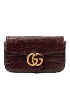 Женская сумка gg marmont из кожи аллигатора GUCCI бордового цвета, арт. 476433 EV40E | Фото 1 (Сумки-технические: Сумки через плечо; Материал: Экзотическая кожа, Натуральная кожа; Материал сплава: Проставлено; Нос: Не проставлено; Размер: mini; Ремень/цепочка: На ремешке; Драгоценные камни: Проставлено)