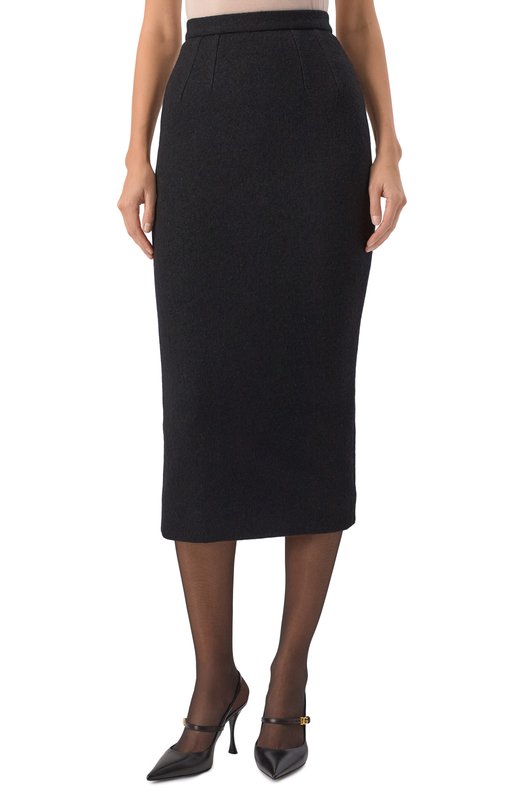 Шерстяная юбка Dolce & Gabbana F4DAMT/HU2BB Чёрный  F4DAMT/HU2BB Фото 3