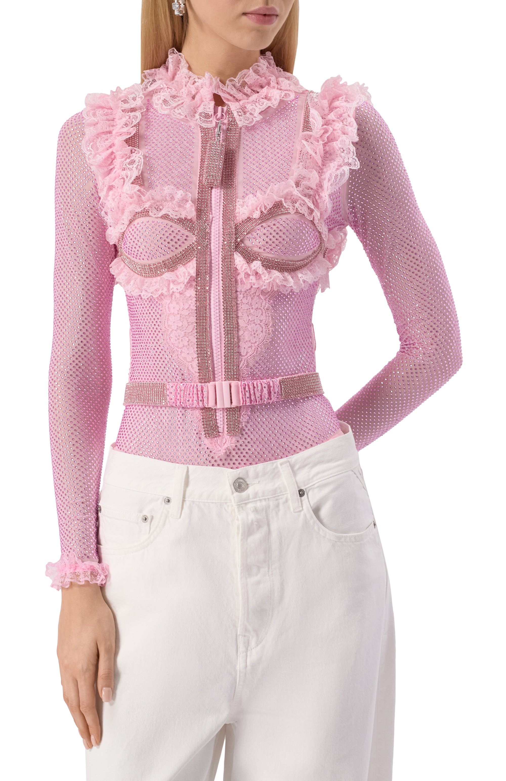 Боди с отделкой стразами SELF-PORTRAIT, арт. SS25CK022TP, фото 3