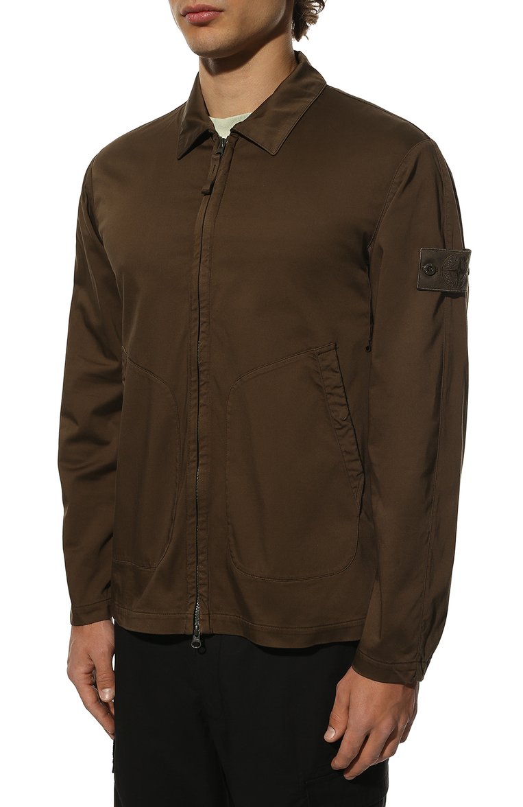 Мужская куртка STONE ISLAND коричневого цвета, арт. 7615112F2 | Фото 3 (Рукава: Длинные; Длина (верхняя одежда): Короткие; Материал внешний: Хлопок, Лиоцелл, Растительное волокно; Кросс-КТ: Куртка, Ветровки, Легкие; Стили: Кэжуэл; Материал сплава: Проставлено; Драгоценные камни: Проставлено)