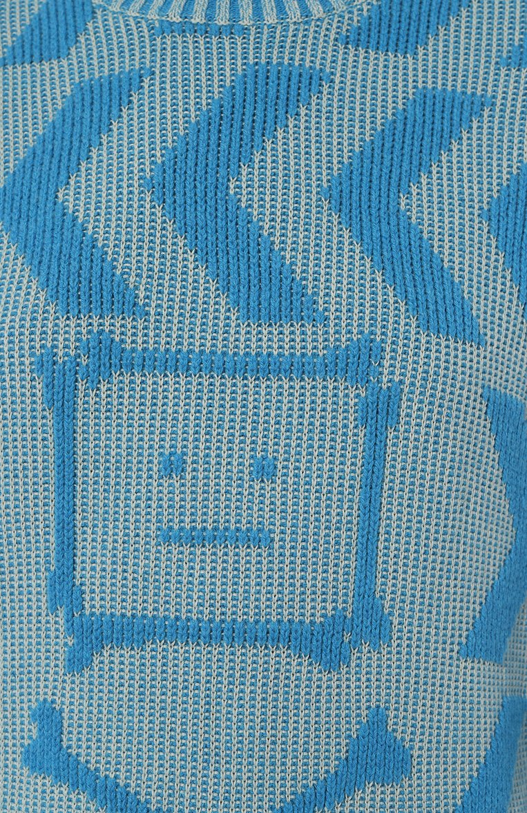 Женский свитер из шерсти и хлопка ACNE STUDIOS голубого цвета, арт. FA-UX-KNIT000066 | Фото 5 (Длина (для топов): Удлиненные; Материал внешний: Шерсть, Хлопок; Рукава: Длинные; Женское Кросс-КТ: Свитер-одежда; Стили: Гранж)