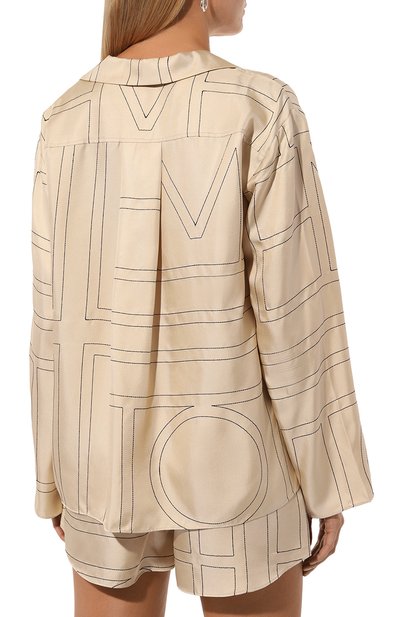 Атласная блузка TOTEME светло-бежевого цвета по цене 89950 руб., арт. 213-755-707, фото 4 Атласная блузка TOTEME, арт. 213-755-707, фото 4