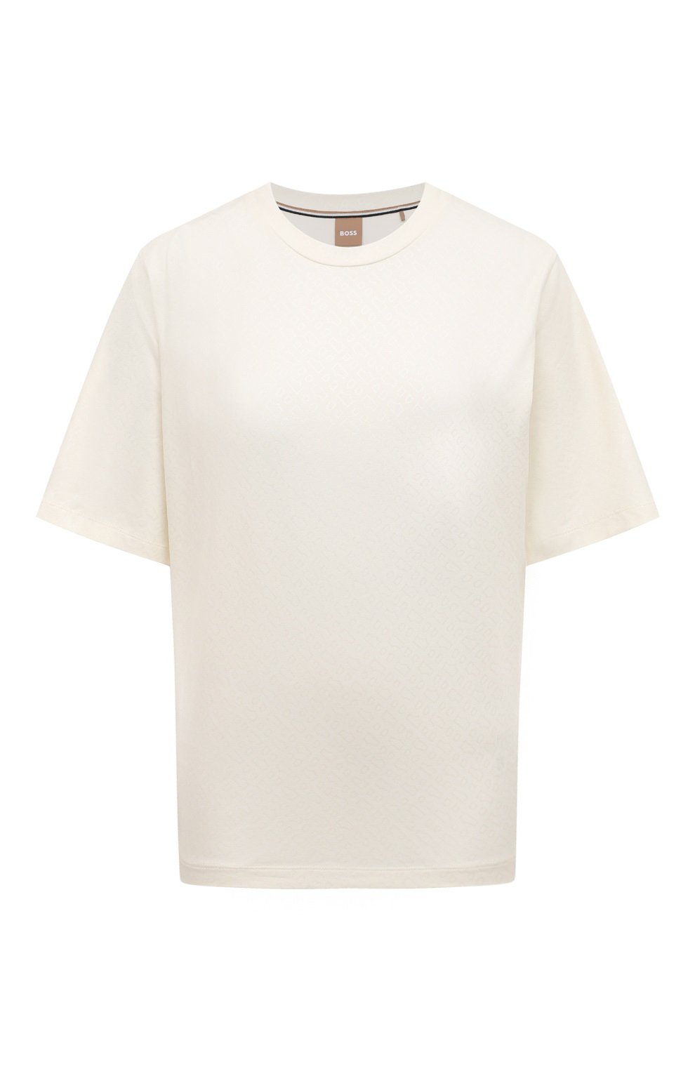 Хлопковая футболка BOSS кремового цвета по цене 11640 руб., арт. 50494353, фото 1 Хлопковая футболка BOSS, арт. 50494353, фото 1