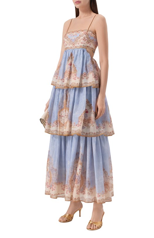 Платье из хлопка и шелка Zimmermann 5353DRS263 Голубой  5353DRS263 Фото 2