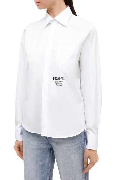 Хлопковая рубашка DSQUARED2 белого цвета по цене 27950 руб., арт. S75DL0733/S36275, фото 3 Хлопковая рубашка DSQUARED2, арт. S75DL0733/S36275, фото 3