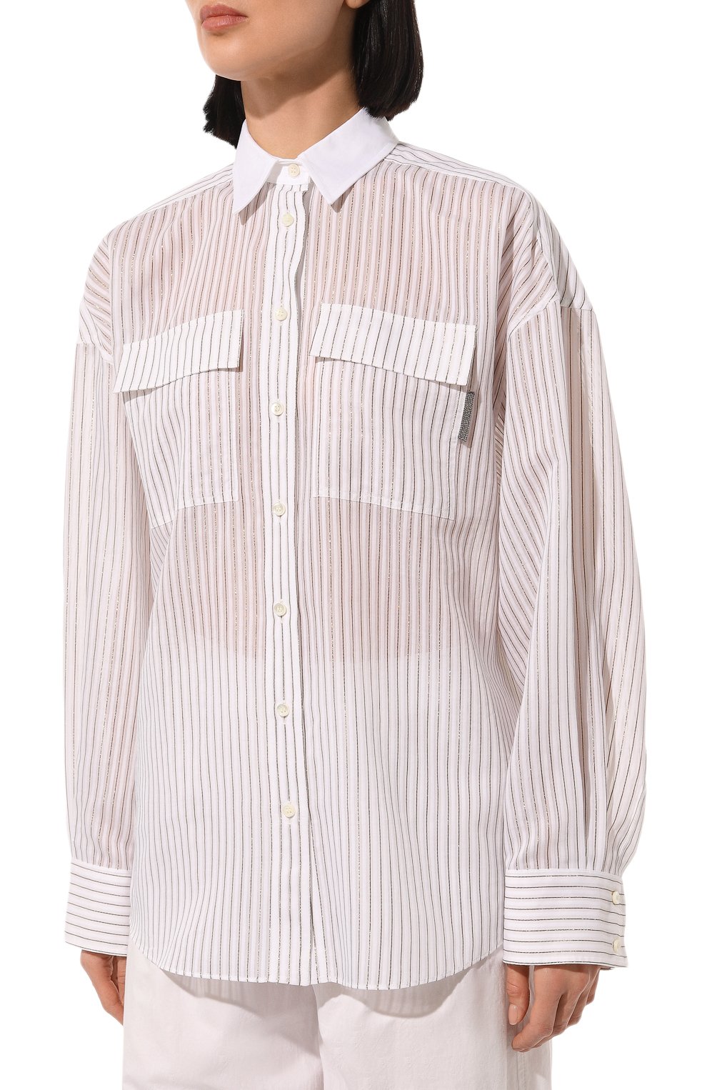 Рубашка из хлопка и шелка BRUNELLO CUCINELLI, арт. MP781MI216, фото 3