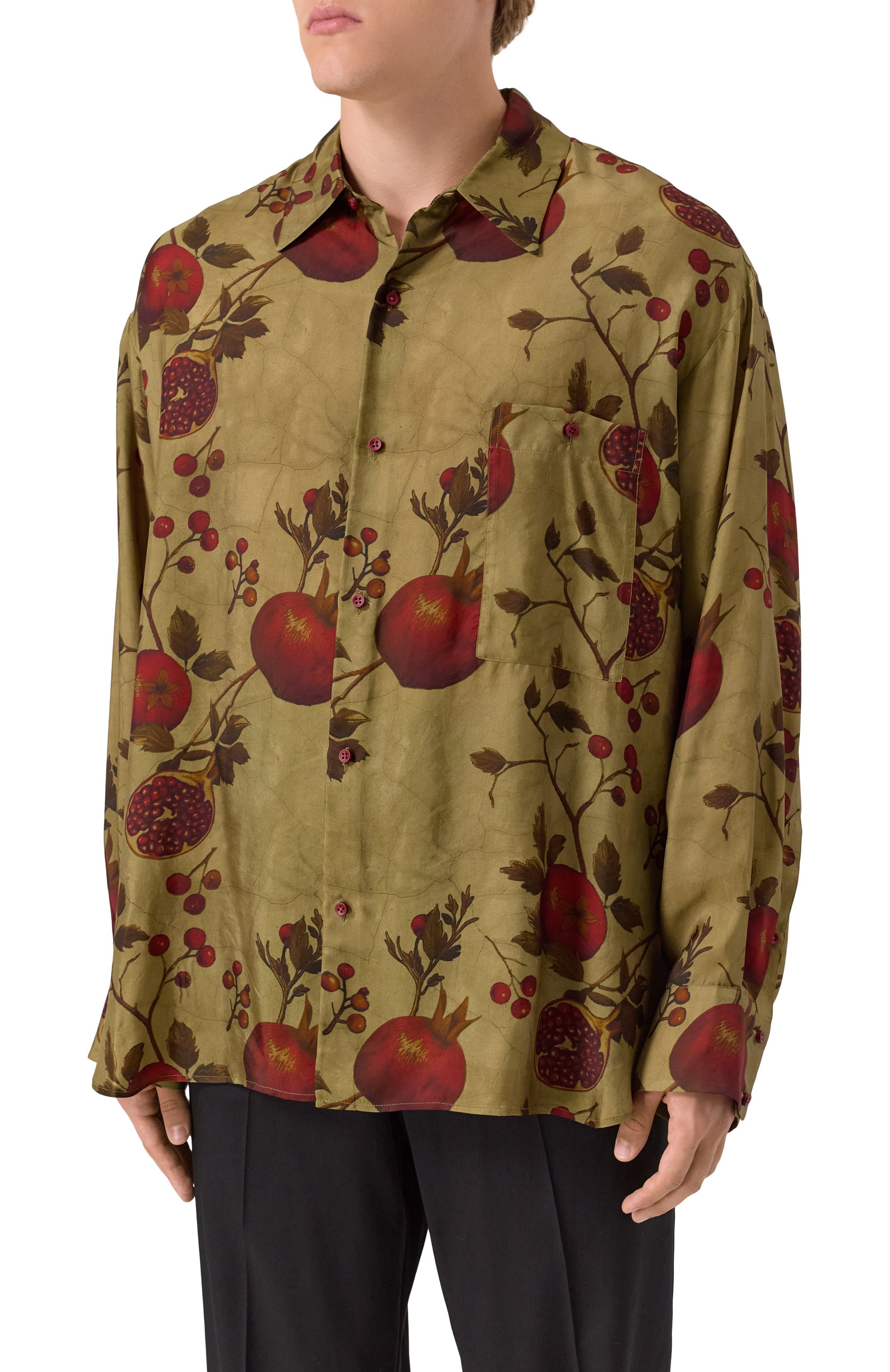 Рубашка UMA WANG хаки цвета по цене 123500 руб., арт. UM1502, фото 3 Рубашка UMA WANG, арт. UM1502, фото 3