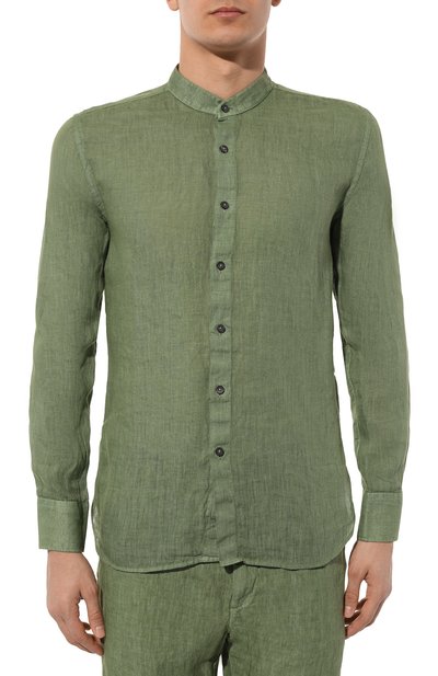 Льняная рубашка 120% LINO хаки цвета по цене 25600 руб., арт. 31ALIM1159/0000115/S00, фото 3 Льняная рубашка 120% LINO, арт. 31ALIM1159/0000115/S00, фото 3