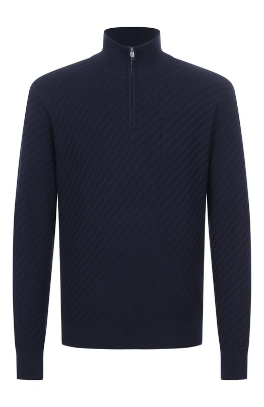Джемпер из хлопка и шелка Brioni UMS70L-PAK22 Синий UMS70L-PAK22