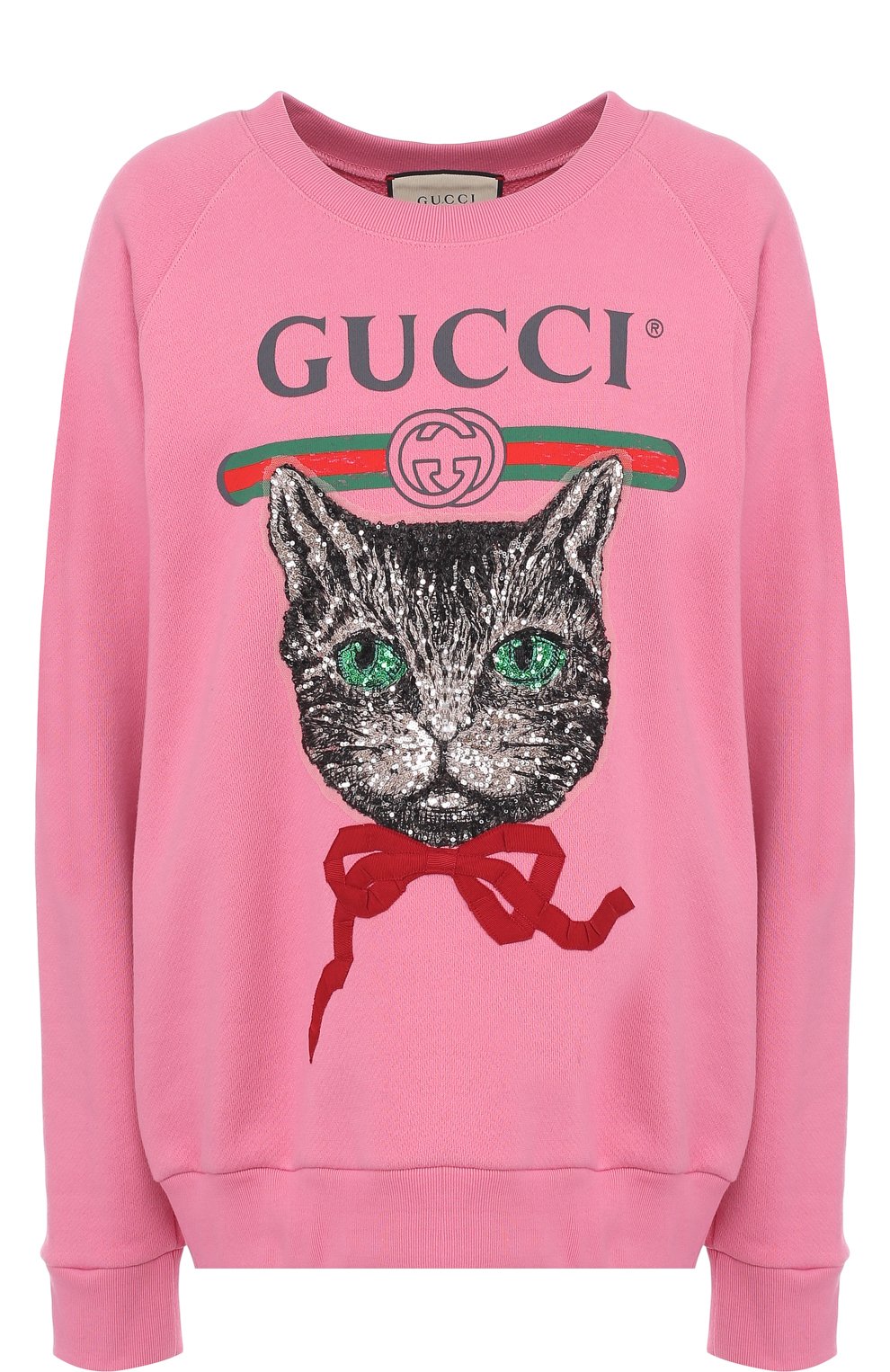 Хлопковый свитшот свободного кроя с принтом и пайетками GUCCI, арт. 489677/X9N16, фото 1