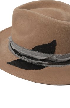 Женская шерстяная шляпа COCOSHNICK HEADDRESS бежевого цвета, арт. fedorawefadetogrey | Фото 4 (Материал: Текстиль, Шерсть; Материал сплава: Проставлено; Нос: Не проставлено)