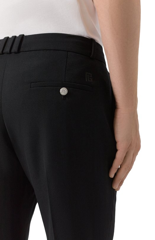 Шерстяные брюки Balmain FH1PM037/WC09 Чёрный  FH1PM037/WC09 Фото 5