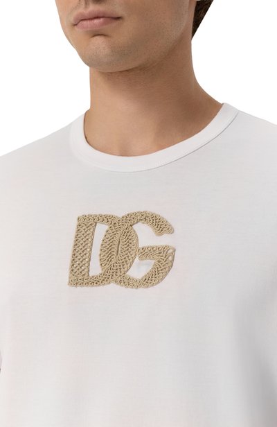 Хлопковая футболка DOLCE & GABBANA белого цвета по цене 65300 руб., арт. G8PV1Z/G7Q1Y, фото 5 Хлопковая футболка DOLCE & GABBANA, арт. G8PV1Z/G7Q1Y, фото 5