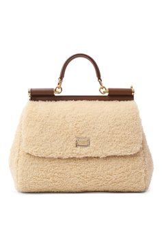 Женская сумка sicily large DOLCE & GABBANA бежевого цвета, арт. BB6002/AN416 | Фото 1 (Размер: large; Ремень/цепочка: На ремешке; Материал: Текстиль, Натуральная кожа)