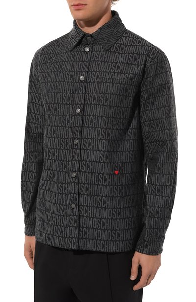Хлопковая рубашка MOSCHINO темно-серого цвета по цене 62500 руб., арт. A0206/7623, фото 3 Хлопковая рубашка MOSCHINO, арт. A0206/7623, фото 3