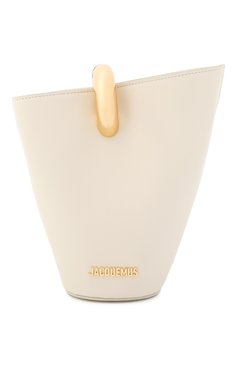 Женская сумка le bambola JACQUEMUS кремового цвета, арт. 24H243BA389 | Фото 1 (Ремень/цепочка: На ремешке; Материал: Натуральная кожа; Размер: small)