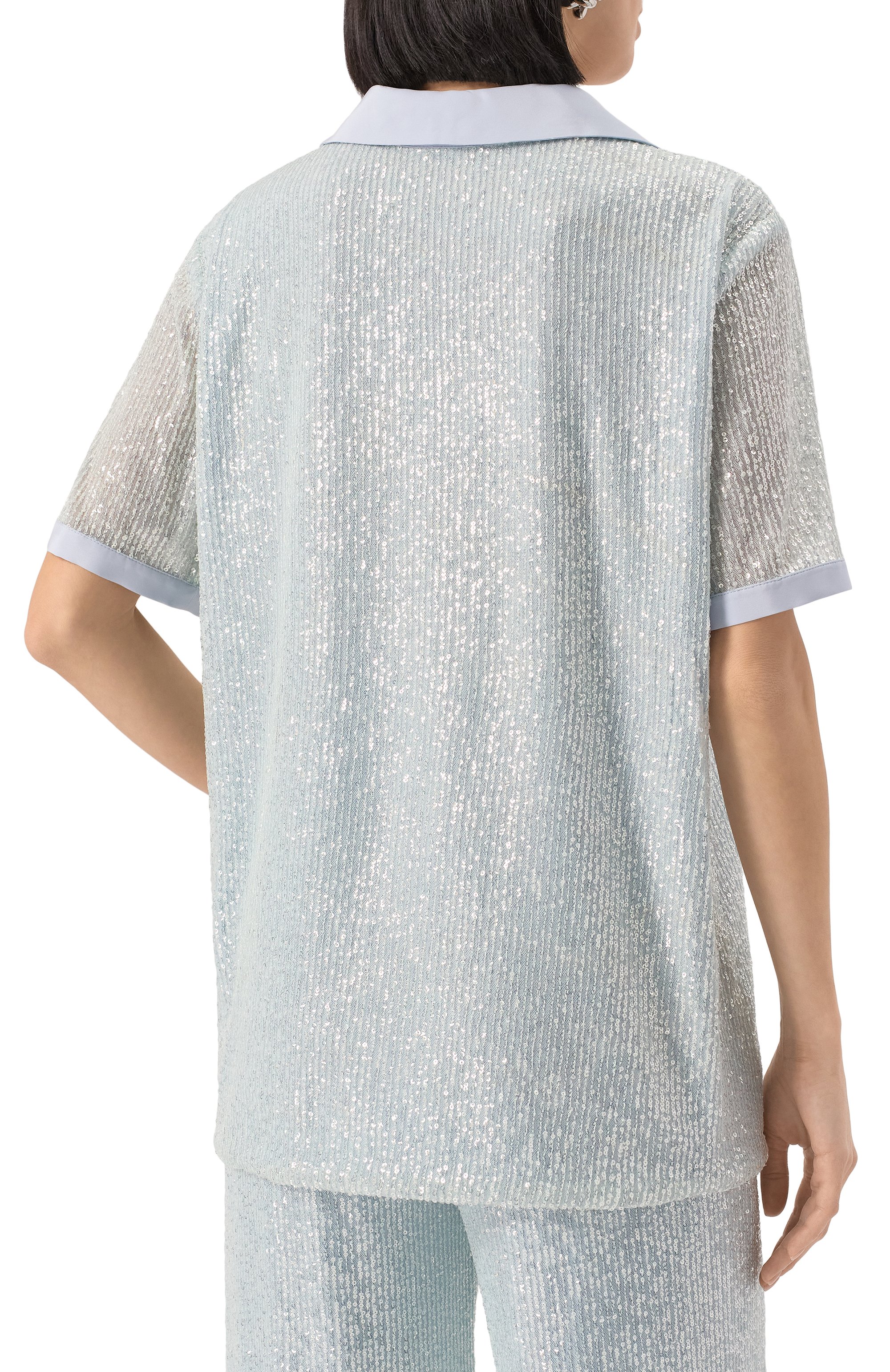 Блузка с отделкой пайетками KITON, арт. D59444K0989E01, фото 4