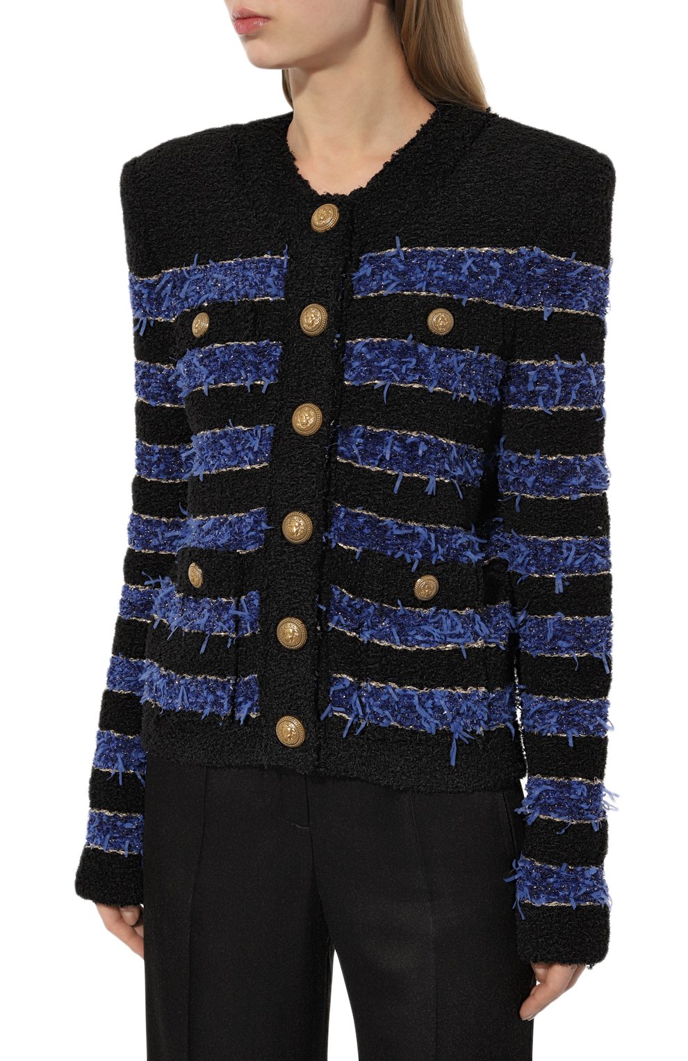 Жакет BALMAIN синего цвета по цене 288500 руб., арт. AF1SK249KE04, фото 3 Жакет BALMAIN, арт. AF1SK249KE04, фото 3