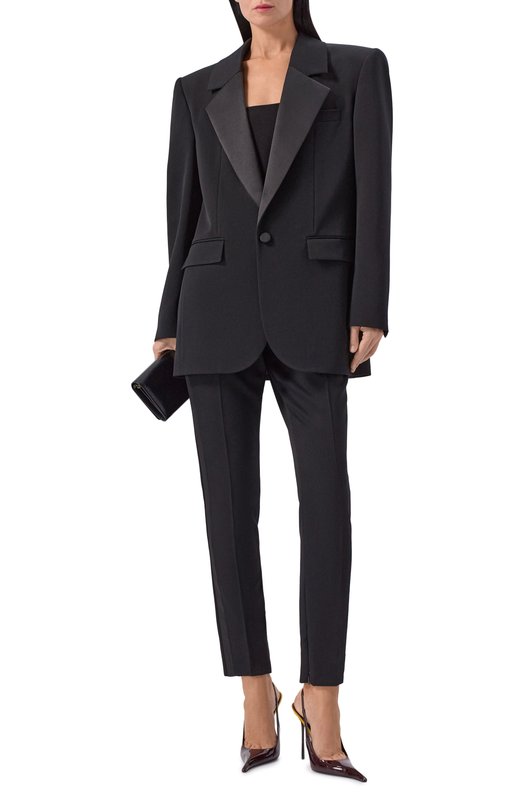 Шерстяной жакет Saint Laurent 850923/Y7E63 Чёрный  850923/Y7E63 Фото 2