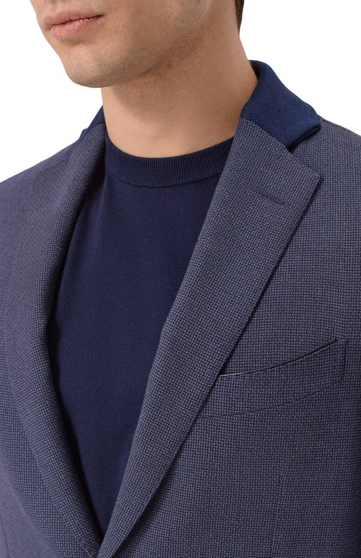 Пиджак из шерсти и шелка Zilli MNP-G2W0S-36071/0001 Синий  MNP-G2W0S-36071/0001 Фото 6