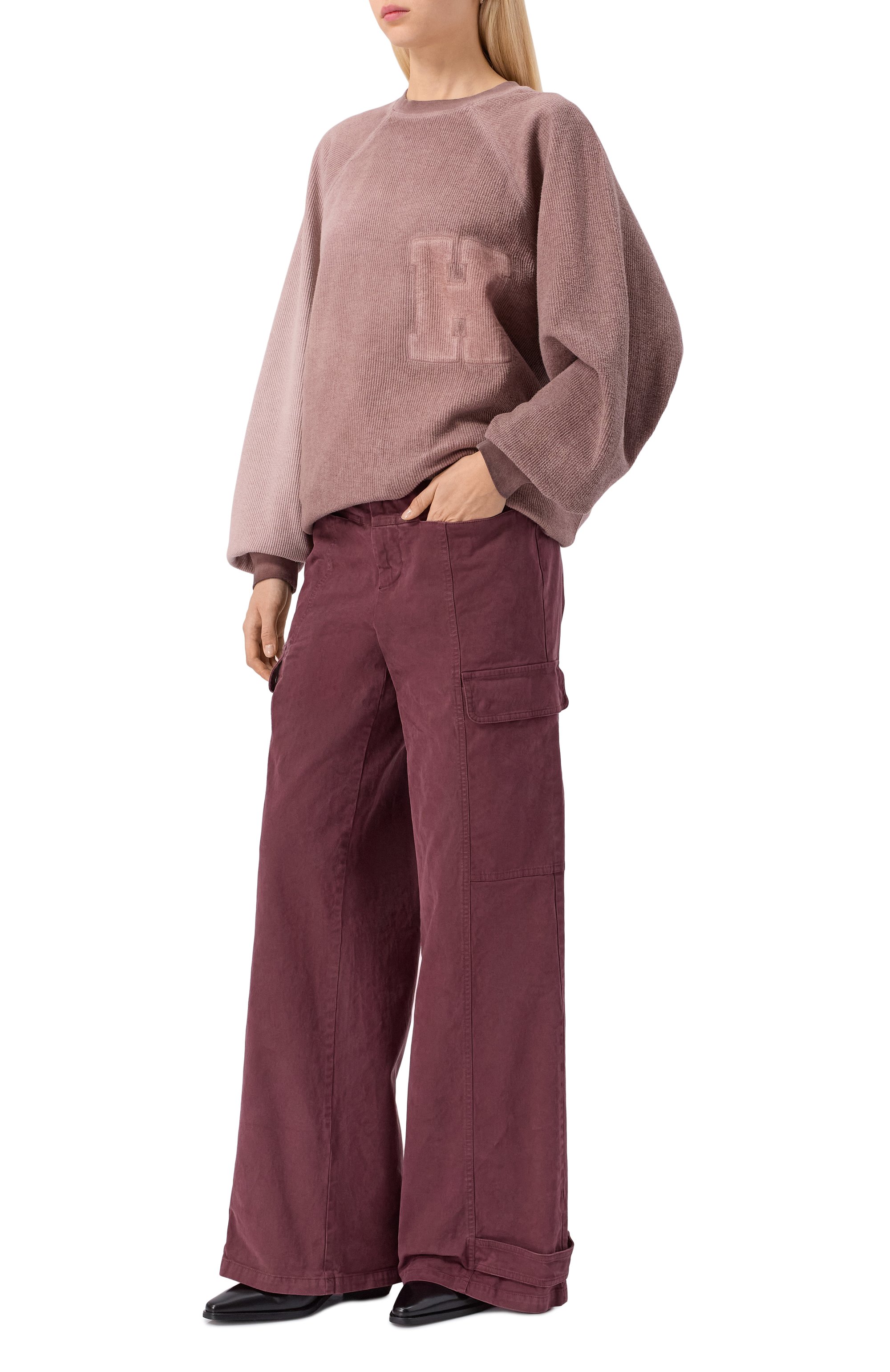 Хлопковый свитшот HALFBOY бежевого цвета по цене 42450 руб., арт. HF251WF022, фото 2 Хлопковый свитшот HALFBOY, арт. HF251WF022, фото 2