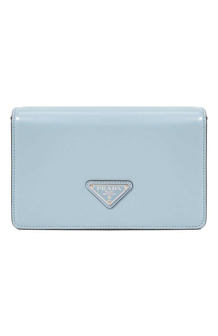 Женская сумка PRADA светло-голубого цвета, арт. 1BD307-ZO6-F02TG-5OO | Фото 1 (Ремень/цепочка: На ремешке; Сумки-технические: Сумки через плечо; Размер: mini; Материал: Натуральная кожа)
