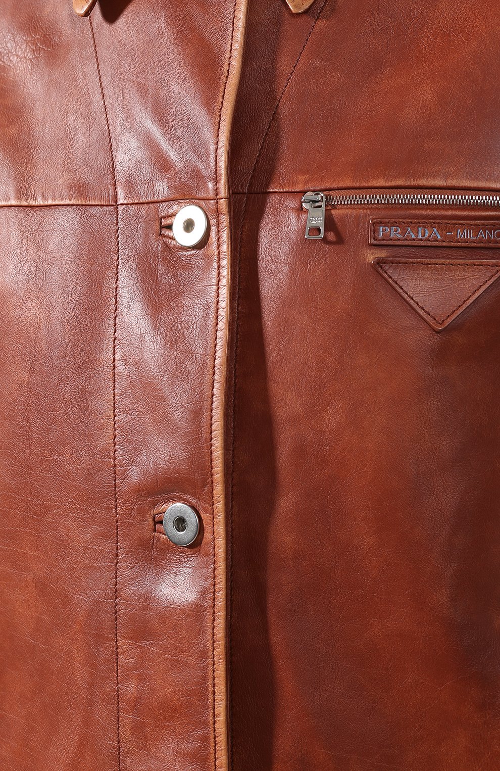 Кожаная куртка на пуговицах PRADA, арт. 58940-IR6-F0033, фото 5