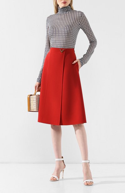 Шерстяная юбка VALENTINO красного цвета по цене 133500 руб., арт. RB3RA4F54EJ, фото 2 Шерстяная юбка VALENTINO, арт. RB3RA4F54EJ, фото 2