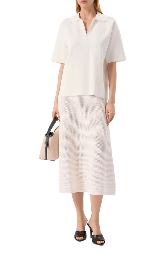 Поло из вискозы P.A.R.O.S.H. D540982/R0MA26 Кремовый  D540982/R0MA26 Фото 2