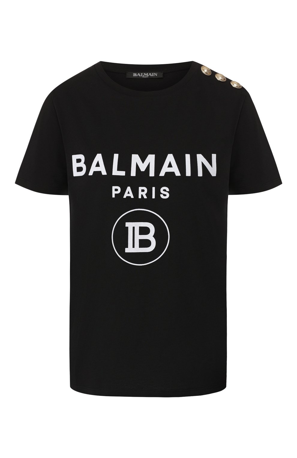 Хлопковая футболка BALMAIN черного цвета по цене 35250 руб., арт. SF11364/I193, фото 1 Хлопковая футболка BALMAIN, арт. SF11364/I193, фото 1