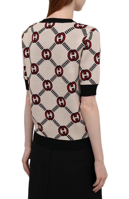 Шерстяной пуловер Gucci 678310/XKB7T Кремовый  678310/XKB7T Фото 4