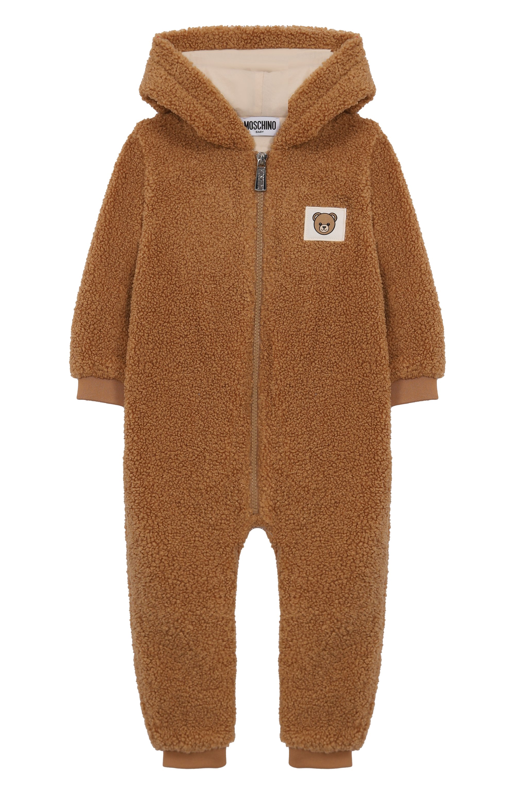 Комбинезон из экомеха MOSCHINO коричневого цвета по цене 27450 руб., арт. MUT04C/LIA00, фото 1 Комбинезон из экомеха MOSCHINO, арт. MUT04C/LIA00, фото 1