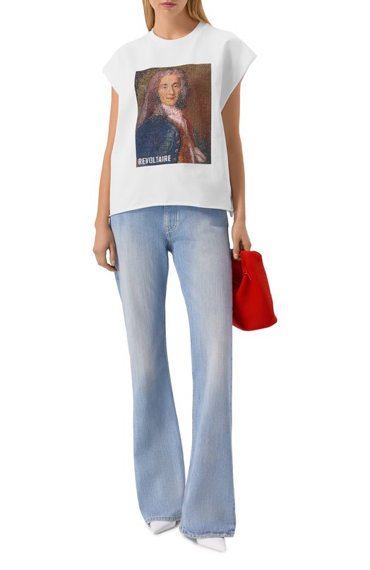 Хлопковая футболка Zadig and Voltaire JWTT01287 Белый  JWTT01287 Фото 2