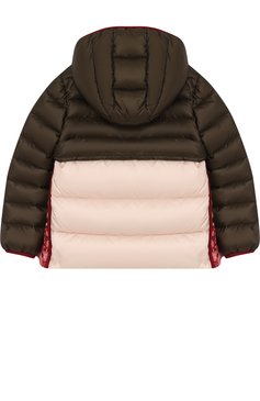 Детская пуховая куртка с капюшоном MONCLER ENFANT хаки цвета, арт. C2-954-45337-55-53048/4-6A | Фото 2 (Статус проверки: Проверено, Проверена ка�тегория; Рукава: Длинные; Материал внешний: Синтетический материал, Пух и перо; Материал подклада: Синтетический материал; Девочки Кросс-КТ: Пуховик-верхняя одежда; Кросс-КТ: Зима; Драгоценные камни: Проставлено; Материал сплава: Проставлено, Проверено)