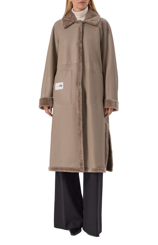 Двусторонняя дубленка из овчины manzoni24 25M1115-S23N/48-50 Бежевый  25M1115-S23N/48-50 Фото 6