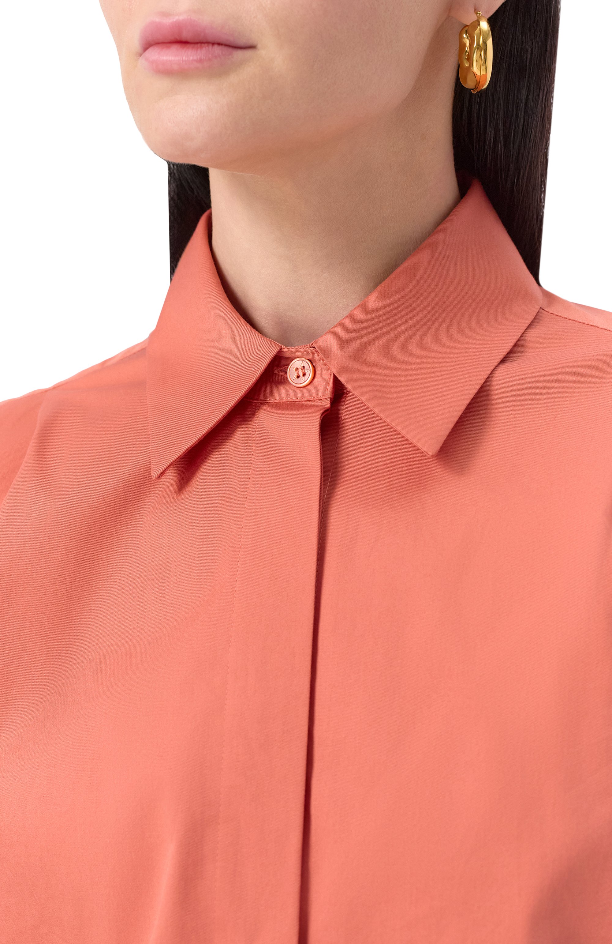 Хлопковая рубашка LORENA ANTONIAZZI кораллового цвета по цене 68750 руб., арт. P2556CA01A/4818, фото 5 Хлопковая рубашка LORENA ANTONIAZZI, арт. P2556CA01A/4818, фото 5