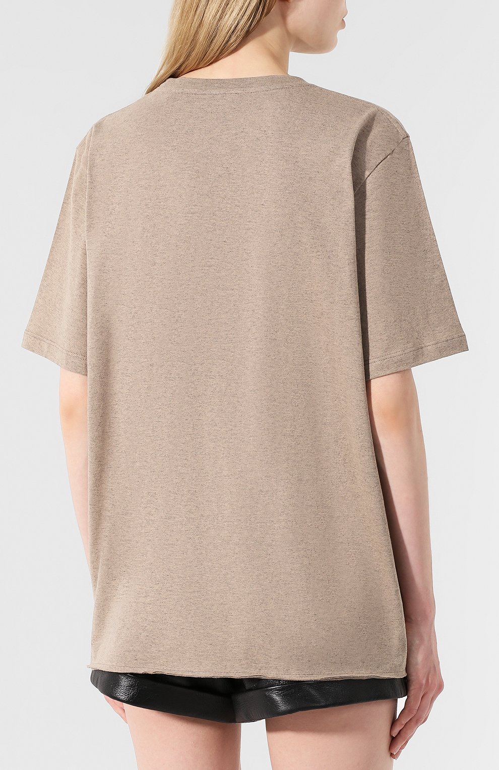 Хлопковая футболка SAINT LAURENT светло-бежевого цвета по цене 44950 руб., арт. 577062/YBJG2, фото 4 Хлопковая футболка SAINT LAURENT, арт. 577062/YBJG2, фото 4