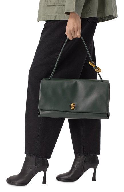 Женская сумка the dual bag large MARC JACOBS (THE) темно-зеленого цвета, арт. 2F4HSH011H04 | Фото 2 (Материал сплава: Проставлено; Драгоценные камни: Проставлено; Размер: large; Материал: Натуральная кожа)