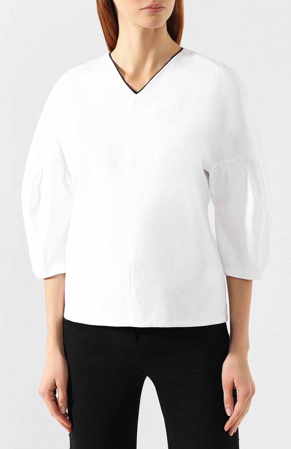 Хлопковый топ VICTORIA, VICTORIA BECKHAM белого цвета по цене 23050 руб., арт. TPVV 153B PSS19 C0TT0N SHIRTING, фото 3 Хлопковый топ VICTORIA, VICTORIA BECKHAM, арт. TPVV 153B PSS19 C0TT0N SHIRTING, фото 3